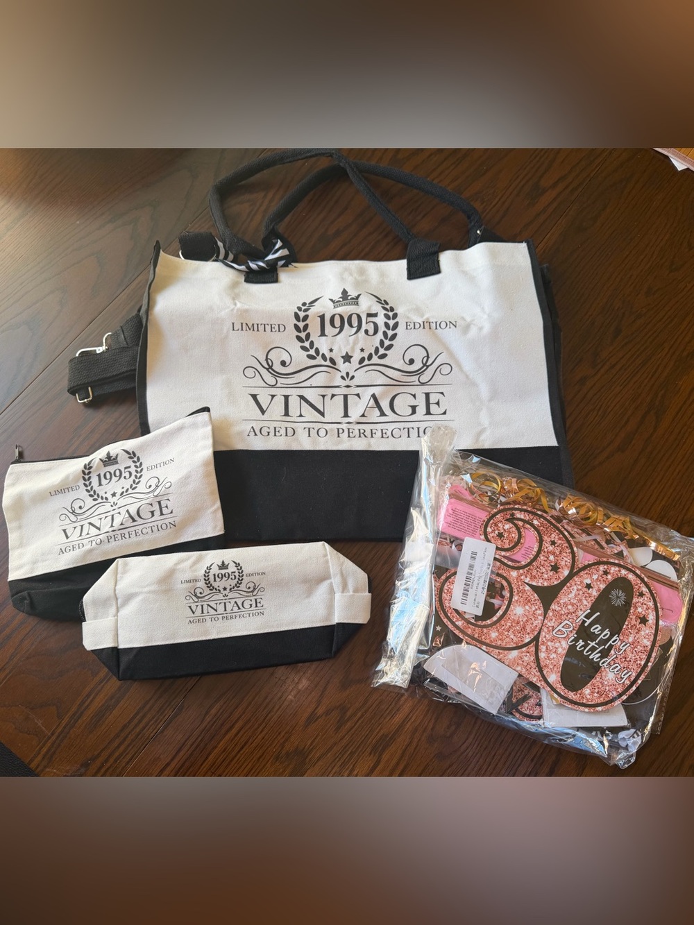 30th birthday Vintage Tote Bag Set and decorations